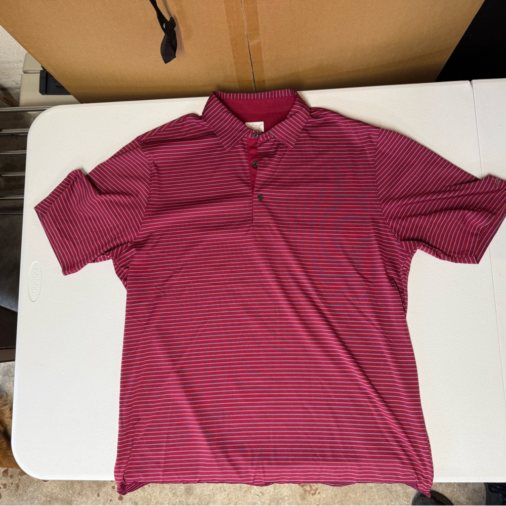 Greg Norman Deep Pink Striped Polo